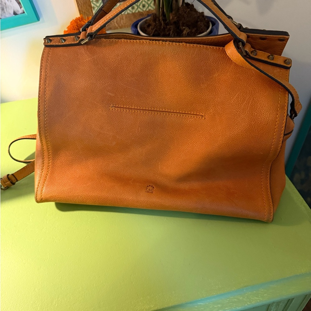 C&C California Lexi Tan Leather Satchel